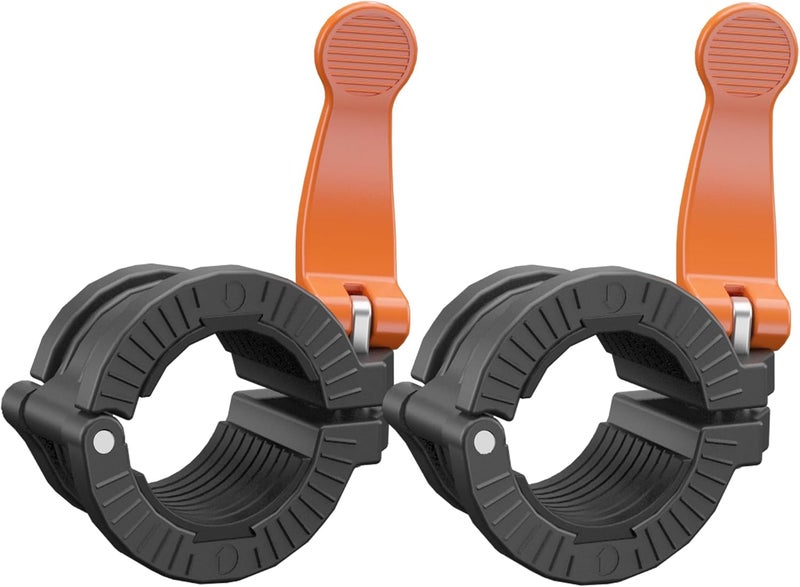 MAXRICH Barbell Clamps 1 Inch or 2inch - 2 PCS Adjustable Barbell Clips Quick Release Locking Weight Clips Olympic Barbell Collars (Black+orange 1.8-2inch) - Image 1